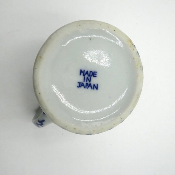 Vintage Japanese Blue White 2.5" Ceramic Creamer Pitcher Phoenix Design - Picture 6 of 7